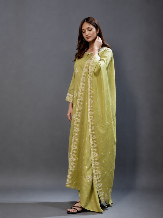 Aadhya – Satin Sleeveless Kurta Set